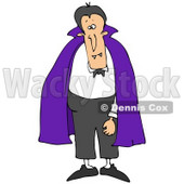 Clipart Illustration of a Male Vampire With Fangs, Standing And Wearing A Purple Cape Over A White Shirt And Black Pants © djart #22007