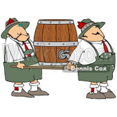 Clipart Illustration of a Couple Of Oktoberfest Guys Carrying A Heavy Beer Keg Barrel On A Platform © djart #22010