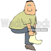 Clipart Illustration of a White Man Slipping A Cover Over His Boot Or A Sock On His Foot © djart #22023