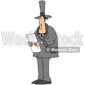 Clipart Illustration of Abraham Lincoln In A Black Suit And Top Hat, Standing And Reading While Giving A Speech As American President © djart #22095