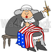 Clipart Illustration of Betsy Ross Sitting On A Stool And Sewing The Betsy Ross Flag With 13 Stars © djart #22096