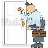 Royalty-Free (RF) Clipart Illustration of a Caucasian Worker Man Knocking On A Door © djart #223730