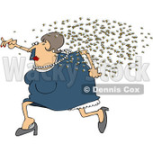 Royalty-Free (RF) Clipart Illustration of a Chubby Woman Running Away From A Swarm Of Bees © djart #223736