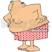 Royalty-Free (RF) Clipart Illustration of a Fat Man In His Boxers, Pinching His Love Handles © djart #224977