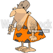 Royalty-Free (RF) Clipart Illustration of a Hairy Grumpy Neanderthal Man Carrying A Club On His Shoulder © djart #224980