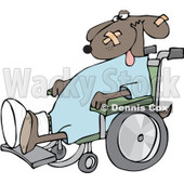 Royalty-Free (RF) Clipart Illustration of a Dog With A Cast And Bandages, Sitting In A Wheelchair © djart #226109