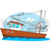 Royalty-Free (RF) Clipart Illustration of a Trawler Fishing Boat At Sea - 1 © djart #229150