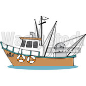 Royalty-Free (RF) Clipart Illustration of a Trawler Fishing Boat At Sea - 4 © djart #229153