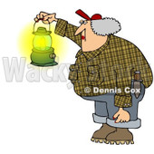 Royalty-Free (RF) Clipart Illustration of a Woman Wearing Plaid And Carrying A Gas Lantern © djart #229154