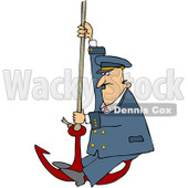 Royalty-Free (RF) Clipart Illustration of a Captain Swinging On An Anchor © djart #229155