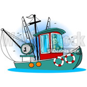 Royalty-Free (RF) Clipart Illustration of a Trawler Fishing Boat At Sea - 5 © djart #229159