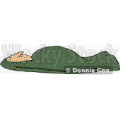 Royalty-Free (RF) Clipart Illustration of a Man Tucked In A Green Mummy Sleeping Bag © djart #229160