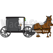 Royalty-Free (RF) Clipart Illustration of a Brown Horse Pulling An Amish Buggy © djart #229161