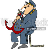 Royalty-Free (RF) Clipart Illustration of a Captain Carrying A Heavy Anchor © djart #229162