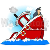 Royalty-Free (RF) Clipart Illustration of a Captain On A Sinking Boat © djart #229166