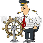Royalty-Free (RF) Clipart Illustration of a Ship Captain Standing At The Helm © djart #229180