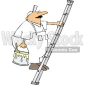 Royalty-Free (RF) Clipart Illustration of a Worker Man Carrying A Paint Bucket Up A Ladder © djart #231458