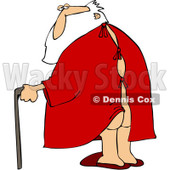 Royalty-Free (RF) Clipart Illustration of Santa Walking With A Cane, His Butt Showing Through A Hospital Gown © djart #231463