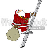 Royalty-Free (RF) Clipart Illustration of Santa Carrying A Sack Up A Ladder © djart #231473