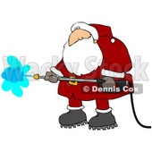 Clipart Illustration of Santa Claus In A Red And White Suit And Boots, Operating A Pressure Washer © djart #23816