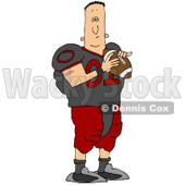 Clipart Illustration of a Black Football Player Man In A Purple And Tan Uniform, Holding A Football And A Helmet © djart #24991