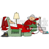 Clipart Illustration of Mrs Claus Vacuuming The Living Room As Santa Sleeps In A Lazy Chair © djart #26540