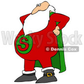 Clipart Illustration of Super Santa Wearing A Red Suit With A Green Cape, Standing With His Hands On His Hips © djart #26591