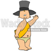 Clipart Illustration of a Happy White New Year's Baby Wearing A Sash, Diaper And A Hat And Waving © djart #26633