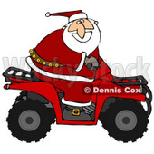 Clipart Illustration of Santa Claus In His Red Suit, Riding A Red Atv In The Snow © djart #26988