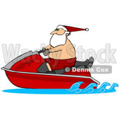 Clipart Illustration of Santa Claus Wearing Shorts And A Hat, Riding On A Red Jet Ski © djart #27012