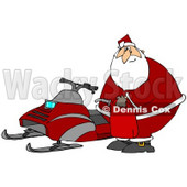 Clipart Illustration of Santa Claus Holding A Gas Can And Standing By A Snowmobile After Running Out Of Gas © djart #27015