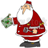 Clipart Illustration of Santa Claus Holding A Green Holly Hot Pad And Spatula In The Kitchen © djart #27017