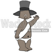 Clipart Illustration of a Happy Black New Year's Baby Wearing A Sash, Diaper And A Hat And Waving © djart #27019