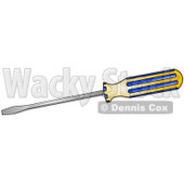 Clipart Illustration of a Flathead Screwdriver Tool With A Yellow And Blue Handle © djart #27254