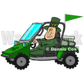 Clipart Illustration of a St Patrick's Day Leprechaun In Green, Driving A Mud Bug Atv With An Ice Chest In The Back © djart #27320