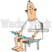 Clipart Illustration of a Diabetic White Man Sitting In A Chair And Preparing To Give Himself An Insulin Shot In His Leg © djart #27391