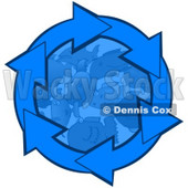 Clipart Illustration of Blue Arrows Circling Around Schooling Fish In The Deep Blue Sea © djart #28763