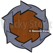 Clipart Illustration of a Circle Of Blue Denim Arrows Around A Wood Grain Center © djart #28799