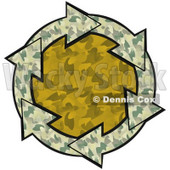 Clipart Illustration of a Circle Of Green Camouflage Arrows Around An Orange Camo Center © djart #28808