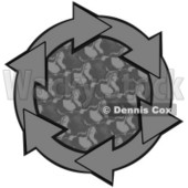 Clipart Illustration of a Circle Of Gray Arrows Around A Patterned Center © djart #28811
