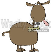 Clipart Illustration of a Brown Dog Hanging His Tongue Out And Giving An Annoyed Look, A Bone Hanging From His Collar © djart #28955