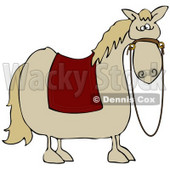 Clipart Illustration of a Spooked Horse With A Red Blanket Over Its Back And Reins Hanging Down From Its Face © djart #28957