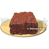 Clipart Illustration of a Chocolate Brownie On A Plate © djart #28968