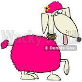 Clipart Illustration of a Poodle Dog With Pink Tufts Of Hair And A Yellow Flower On Its Head © djart #28969