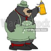 Clipart Illustration of a Big Oktoberfest Bear In Green, Holding Up A Beer Stein © djart #29250