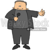 Clipart Illustration of a Male MC Or Tv Show Host Holding A Microphone And Introducing A Guest © djart #29251