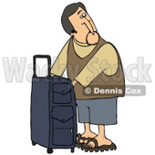 Clipart Illustration of a White Man Checking The Compartments Of His Suitcase While Waiting To Board His Plane At The Airport © djart #29936