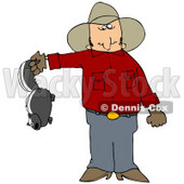 Clipart Illustration of a Frustrated Cowboy Holding A Skunk That's Been Torturing His Farm With Stinky Spray © djart #30271