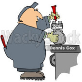 Clipart Illustration of a White Guy In Coveralls, Working On A Meter © djart #30877