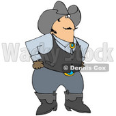 Clipart Illustration of a Friendly White Cowboy In Boots, A Vest And Hat, Standing With His Hands On His Hips And Glancing At The Viewer © djart #31839